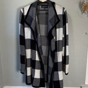 Jones New York Black and White Checkered Cardigan